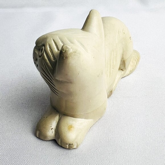 Hand-Carved Vintage Kitty Cat Soapstone Sculpture Stone Feline Figurine - Picture 5 of 10